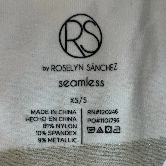 Roslyn Sanchez seamless gold/ivory striped tank top Size XS/Small nwot - Picture 8 of 8